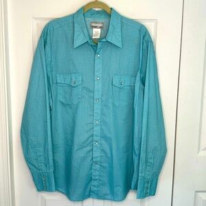 Wrangler Men’s Rodeo Blue Shirt‎ with pearl snaps. XL. Western cowboy